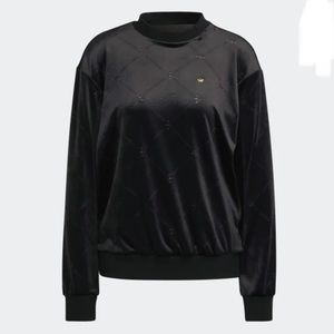 ADIDAS ORIGINALS MONOGRAM VELVET SWEATSHIRT WITH EMBOSSED in black